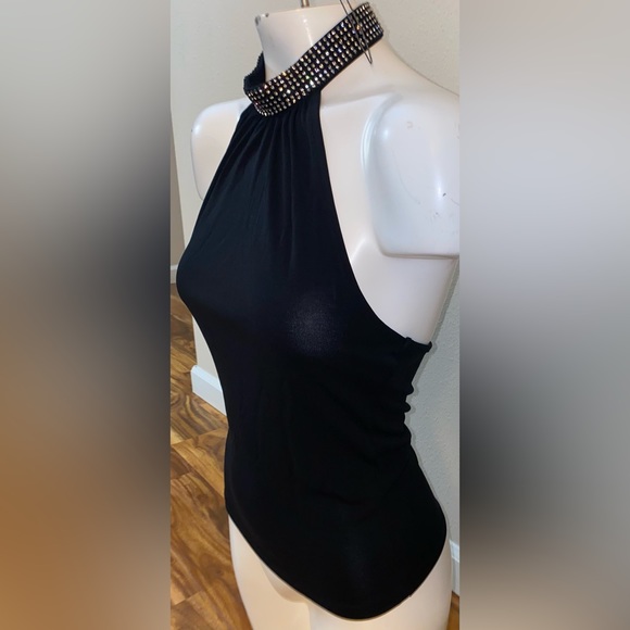 Express Black Sparkle Halter Top - Picture 3 of 8